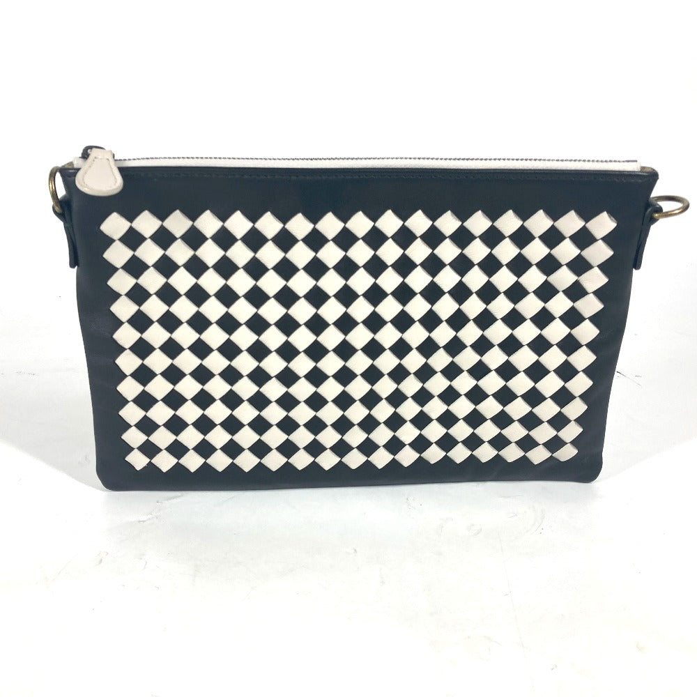 Bottegaveneta Shoulder Bag Leather Black Crossbody Pochette Intrecciato Unisex(Unisex)