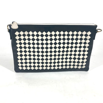 Bottegaveneta Shoulder Bag Leather Black Crossbody Pochette Intrecciato Unisex(Unisex)
