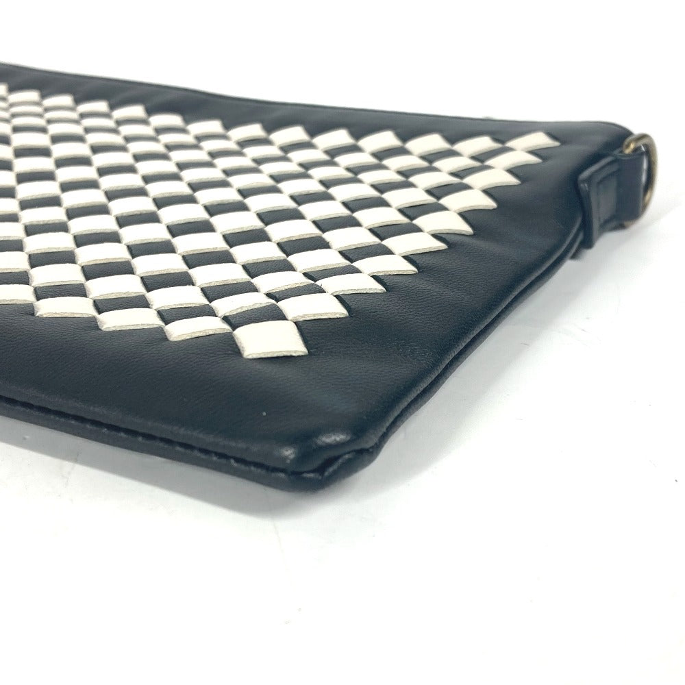 Bottegaveneta Shoulder Bag Leather Black Crossbody Pochette Intrecciato Unisex(Unisex)
