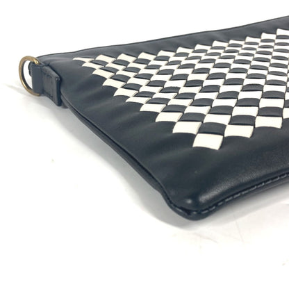 Bottegaveneta Shoulder Bag Leather Black Crossbody Pochette Intrecciato Unisex(Unisex)