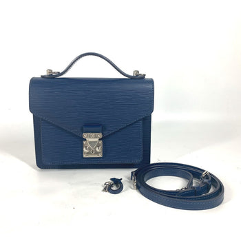 Louis Vuitton Handbag M40976 Epi Leather Navy Epi Monceau Bb Unisex(Unisex)