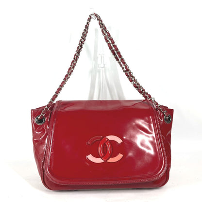 Chanel Shoulder Bag Enamel Red Cc Coco Mark Lipstick Women