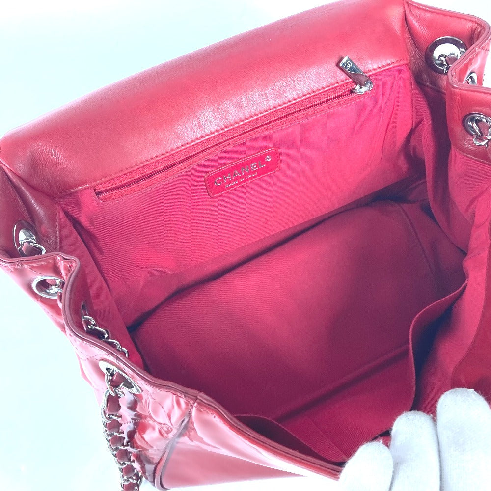 Chanel Shoulder Bag Enamel Red Cc Coco Mark Lipstick Women