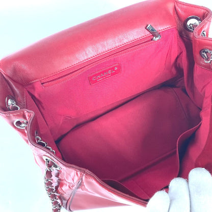 Chanel Shoulder Bag Enamel Red Cc Coco Mark Lipstick Women