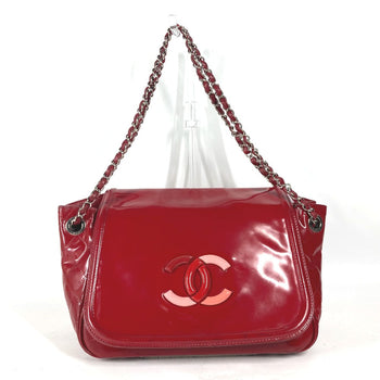 Chanel Shoulder Bag Enamel Red Cc Coco Mark Lipstick Women