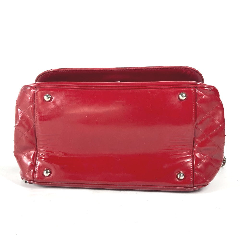 Chanel Shoulder Bag Enamel Red Cc Coco Mark Lipstick Women