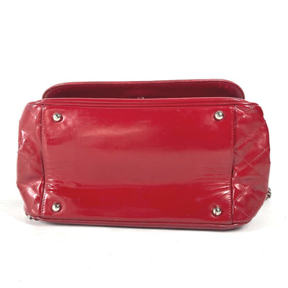 Chanel Shoulder Bag Enamel Red Cc Coco Mark Lipstick Women