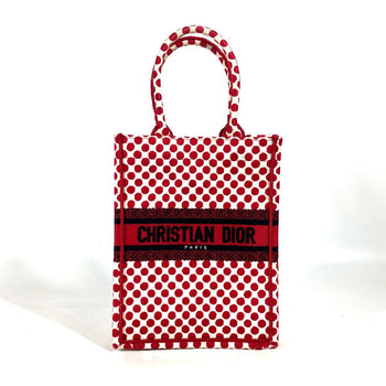 Dior Handbag Canvas Red Dioramour Dior Amour Bar Tikal Book Tote Women
