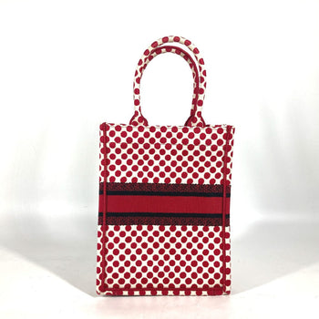 Dior Handbag Canvas Red Dioramour Dior Amour Bar Tikal Book Tote Women
