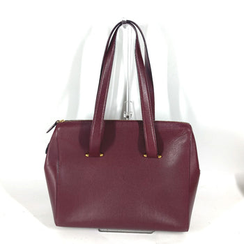 Cartier Shoulder Bag Leather Wine-Red Must Line Unisex(Unisex)