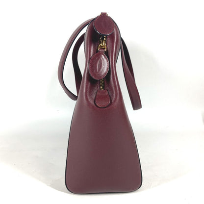 Cartier Shoulder Bag Leather Wine-Red Must Line Unisex(Unisex)