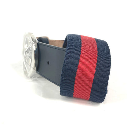 Gucci Belt 411924 Leather / Canvas Navy Gg Interlocking G Women 75