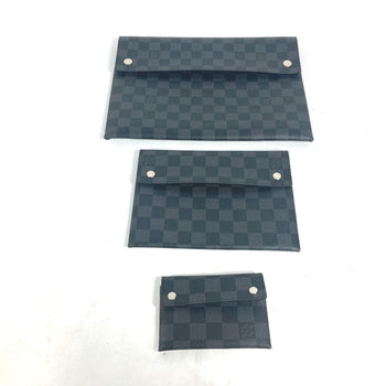 Louis Vuitton Clutch Bag N60255 Damier Grafitto Canvas Black Damier Grafitte Alpha Triple Pouch Mens