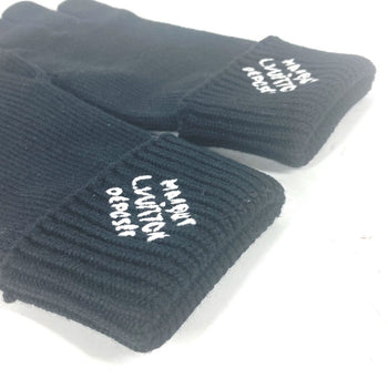 Louis Vuitton Gloves M7824I Wool, Cotton Black Touch-Screen Compatible Fingertips Globe Damier