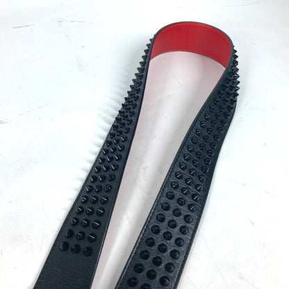 Christian Louboutin Belt Leather Black Studs Logo Unisex(Unisex)