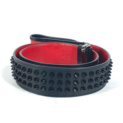 Christian Louboutin Belt Leather Black Studs Logo Unisex(Unisex)