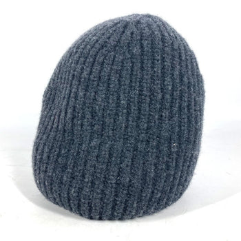 Fendi Knit Hat Fxq959 Wool Gray Logo With Pocket Unisex(Unisex)