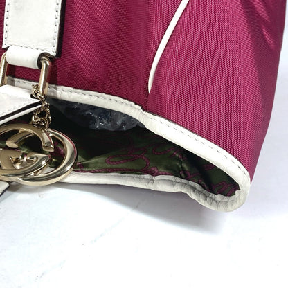 Gucci Shoulder Bag 264216 Leather/Nylon Jacquard Pink Gg Charm Logo Women