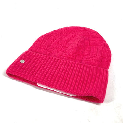 Hermes Knit Hat Wool Pink Serie H Logo Fragrance Women M