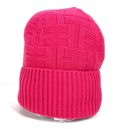 Hermes Knit Hat Wool Pink Serie H Logo Fragrance Women M