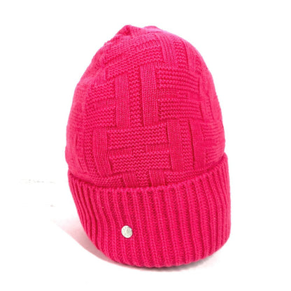 Hermes Knit Hat Wool Pink Serie H Logo Fragrance Women M