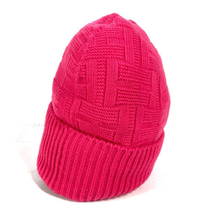 Hermes Knit Hat Wool Pink Serie H Logo Fragrance Women M