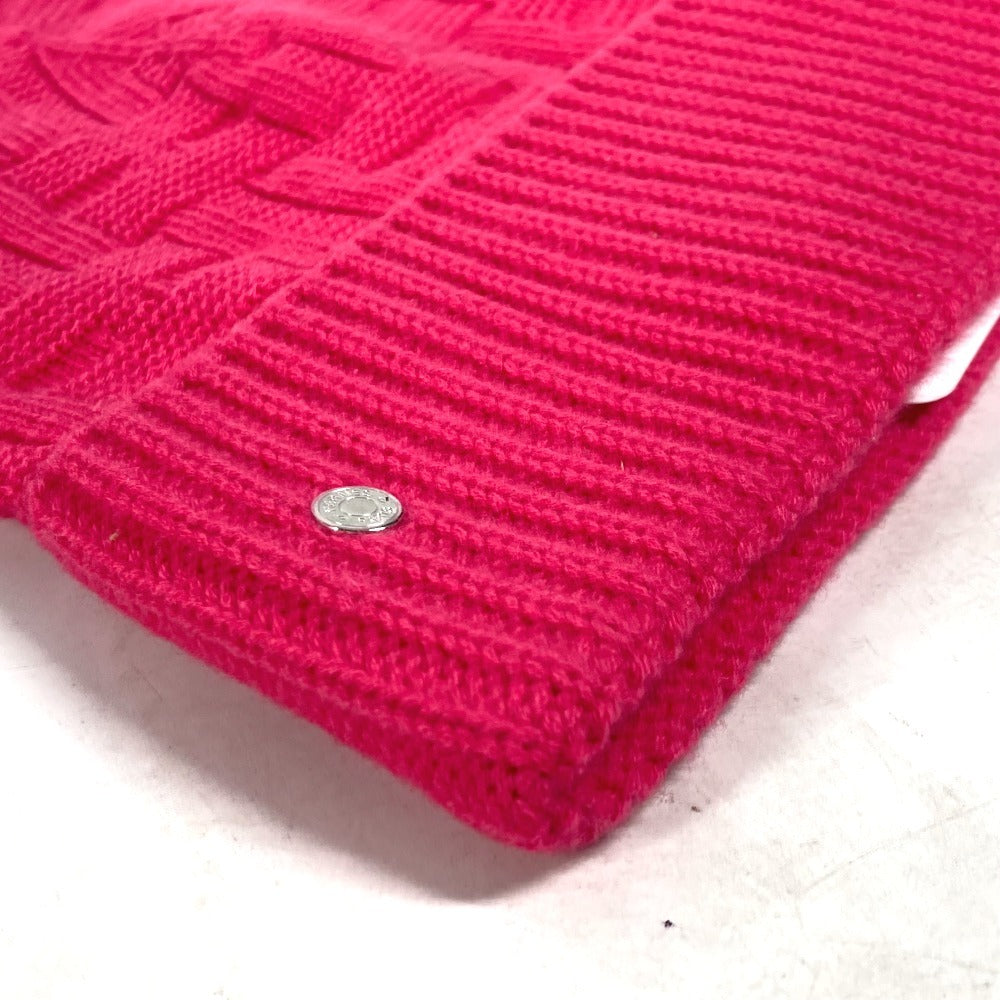 Hermes Knit Hat Wool Pink Serie H Logo Fragrance Women M