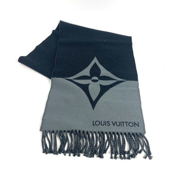 Louis Vuitton Scarf M79097 Wool / Cashmere Black Lv Logo Muffler Graphics Dual Unisex(Unisex)