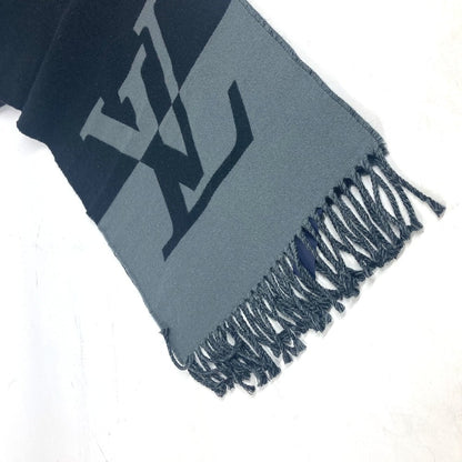 Louis Vuitton Scarf M79097 Wool / Cashmere Black Lv Logo Muffler Graphics Dual Unisex(Unisex)