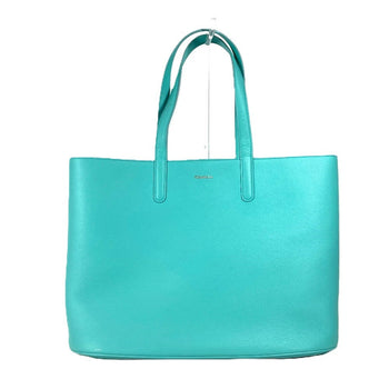 Tiffany&Co. Tote Bag Leather Blue Logo Women