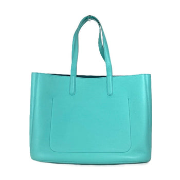 Tiffany&Co. Tote Bag Leather Blue Logo Women