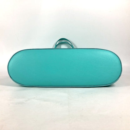 Tiffany&Co. Tote Bag Leather Blue Logo Women
