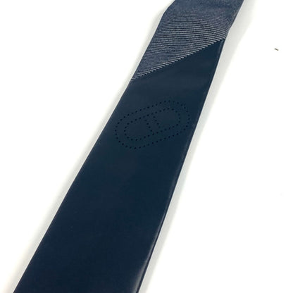 Hermes Tie Cotton, Leather Navy Denim Maillon Tie With Leather Details Mens