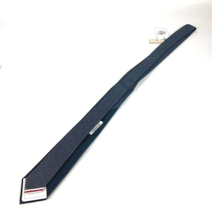 Hermes Tie Cotton, Leather Navy Denim Maillon Tie With Leather Details Mens