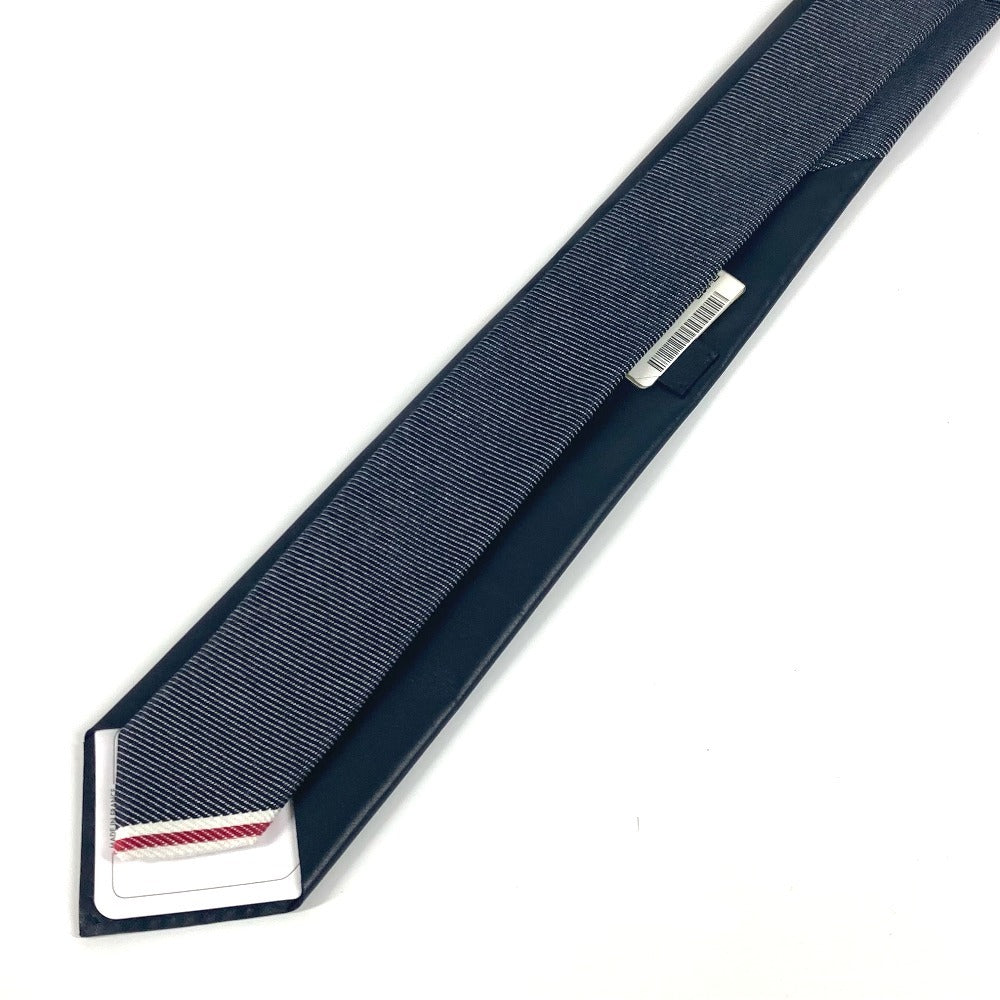Hermes Tie Cotton, Leather Navy Denim Maillon Tie With Leather Details Mens