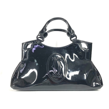 Cartier Handbag Enamel Black Marcello Logo Women