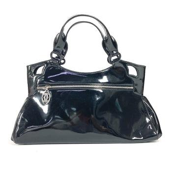 Cartier Handbag Enamel Black Marcello Logo Women