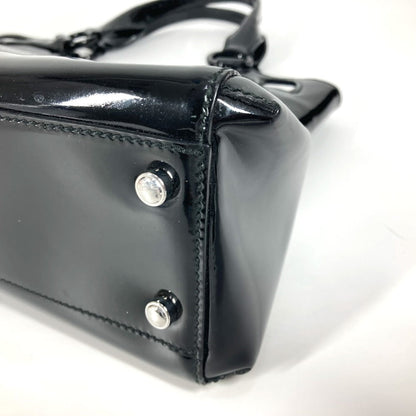 Cartier Handbag Enamel Black Marcello Logo Women
