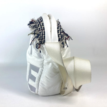 Chanel Shoulder Bag Nylon White Coconeige Fringe Coconage Cc Coco Logo Women