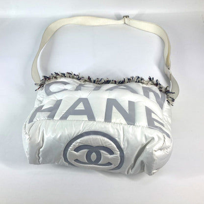 Chanel Shoulder Bag Nylon White Coconeige Fringe Coconage Cc Coco Logo Women