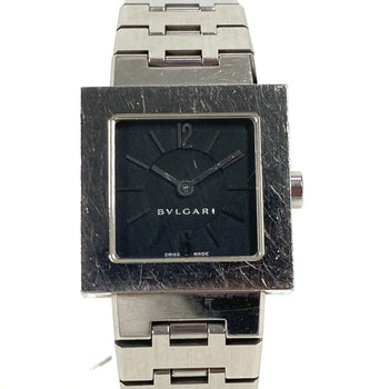Bvlgari Watches Quartz Sq22Ss Stainless Steel Silver Square Quadlard Black Dial Women