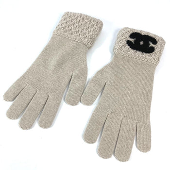Chanel Gloves Cashmere Beige Cc Coco Mark Logo Women
