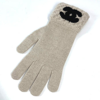 Chanel Gloves Cashmere Beige Cc Coco Mark Logo Women