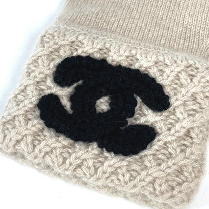Chanel Gloves Cashmere Beige Cc Coco Mark Logo Women