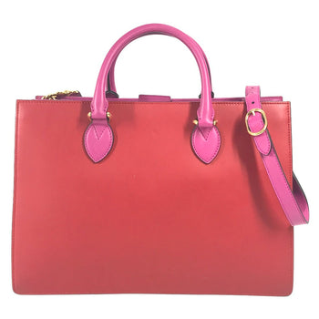 Gucci Business Bag 409530 Leather Red Briefcase Bicolor Logo Unisex(Unisex)