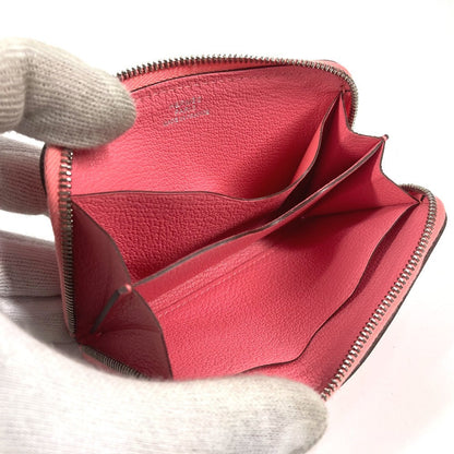 Hermes Coin Case Leather Pink Zip Angor Women