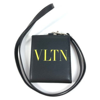 Valentino Folded Wallet Leather Black Vltn Logo Neck Wallet Women
