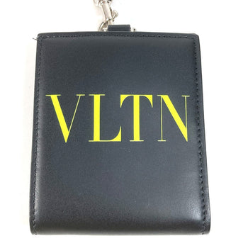 Valentino Folded Wallet Leather Black Vltn Logo Neck Wallet Women