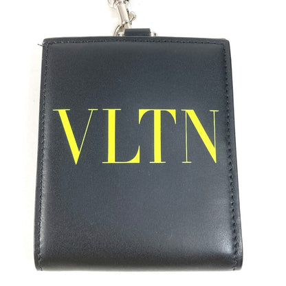 Valentino Folded Wallet Leather Black Vltn Logo Neck Wallet Women