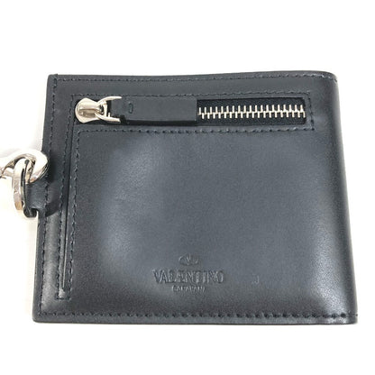 Valentino Folded Wallet Leather Black Vltn Logo Neck Wallet Women